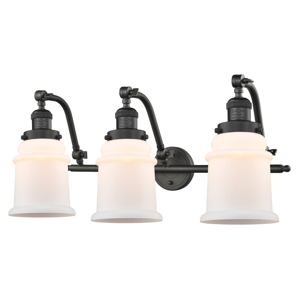 Canton Bath Vanity Light shown in the Oil Rubbed Bronze finish with a Matte White shade