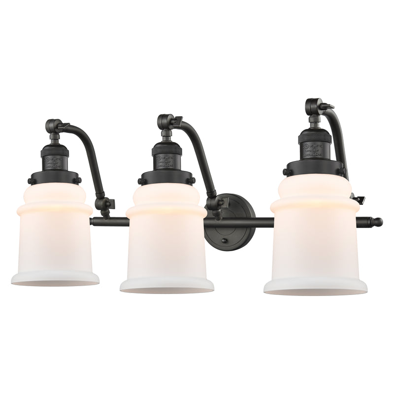 Canton Bath Vanity Light shown in the Oil Rubbed Bronze finish with a Matte White shade