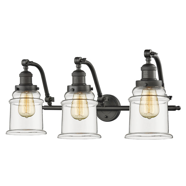 Canton Bath Vanity Light shown in the Oil Rubbed Bronze finish with a Clear shade