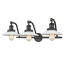 Halophane Bath Vanity Light shown in the Oil Rubbed Bronze finish with a Matte White Halophane shade
