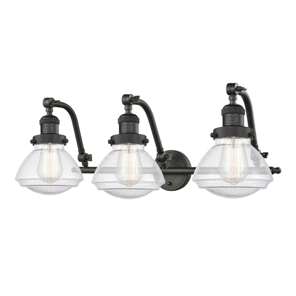 Olean Bath Vanity Light shown in the Oil Rubbed Bronze finish with a Seedy shade