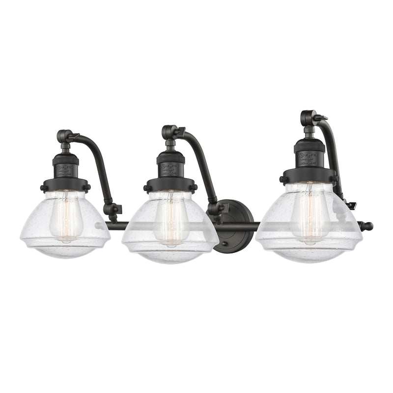 Olean Bath Vanity Light shown in the Oil Rubbed Bronze finish with a Seedy shade