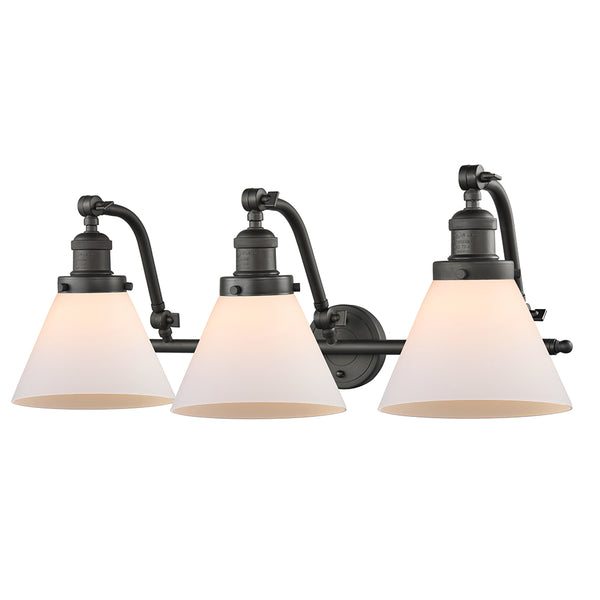 Cone Bath Vanity Light shown in the Oil Rubbed Bronze finish with a Matte White shade