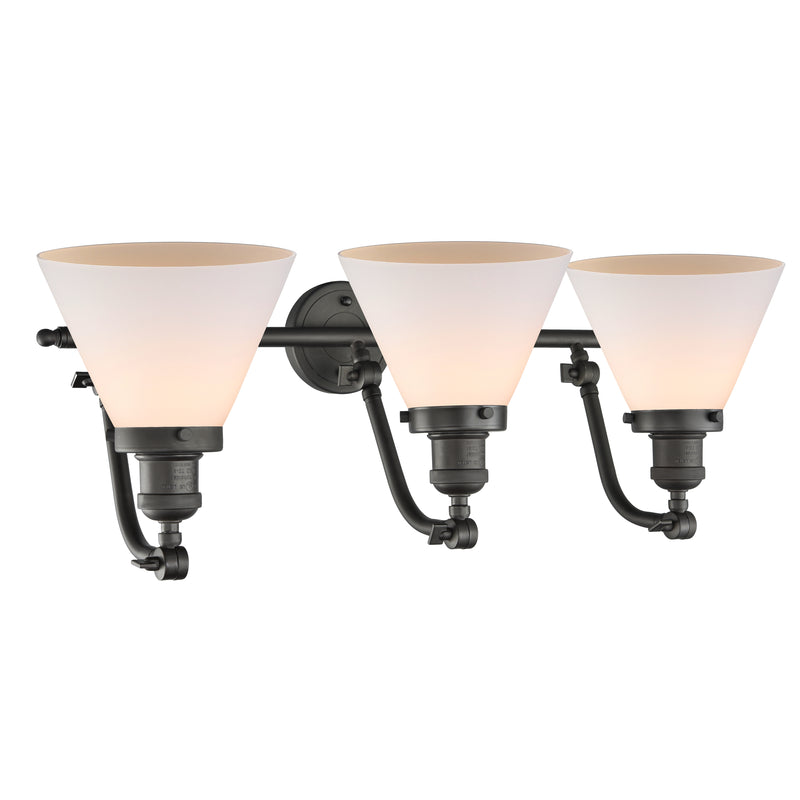 Innovations Lighting Large Cone 3 Light Bath Vanity Light Part Of The Franklin Restoration Collection 515-3W-OB-G41