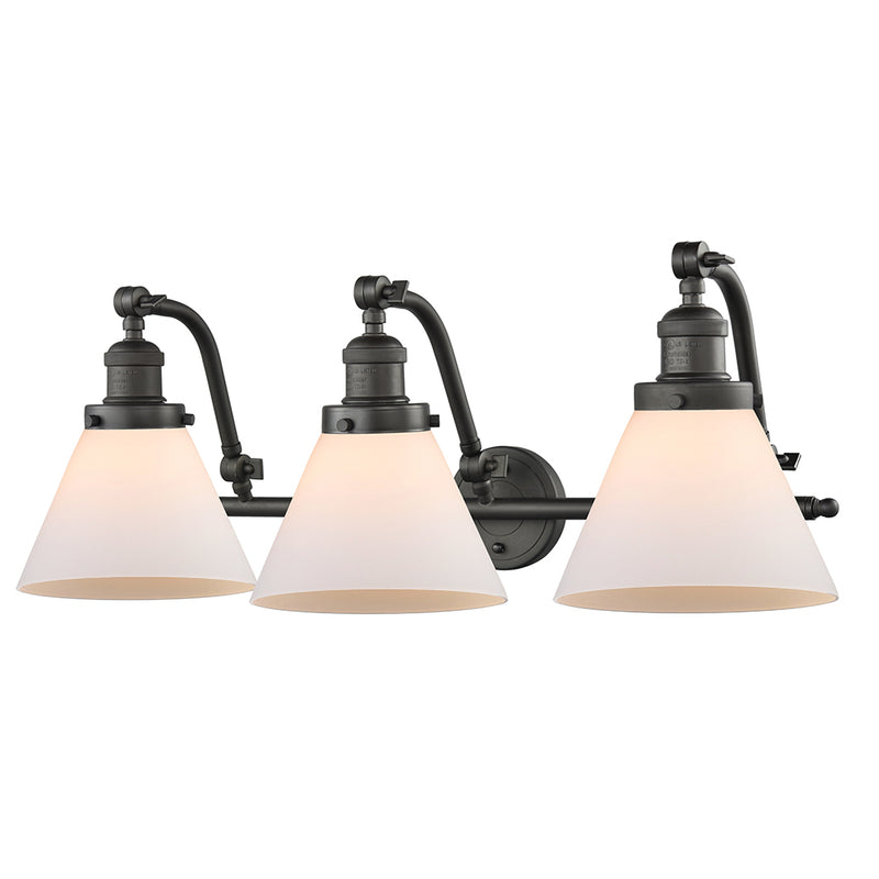 Cone Bath Vanity Light shown in the Oil Rubbed Bronze finish with a Matte White shade