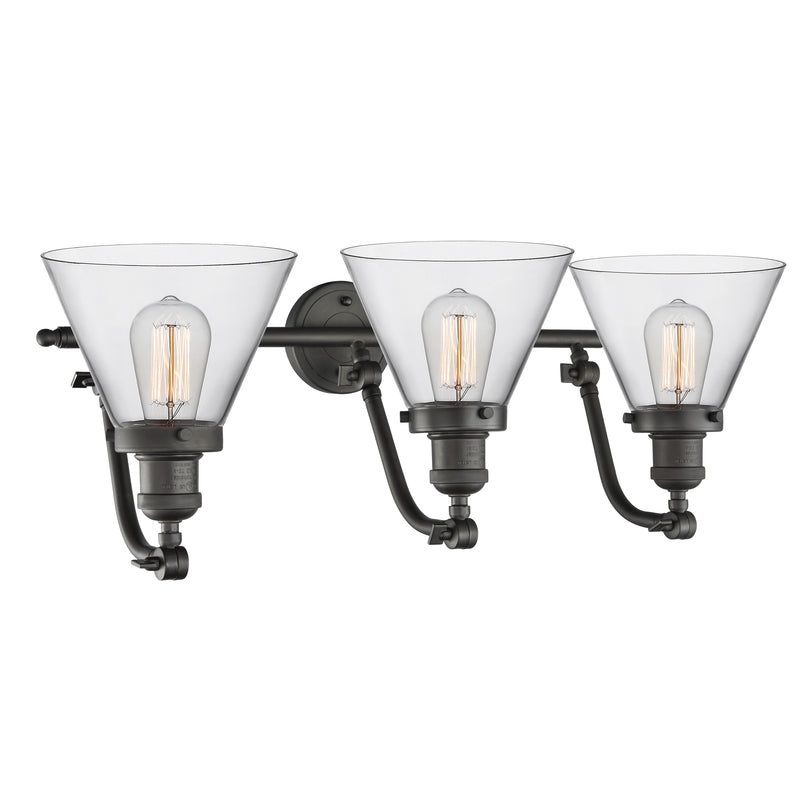 Innovations Lighting Large Cone 3 Light Bath Vanity Light Part Of The Franklin Restoration Collection 515-3W-OB-G42
