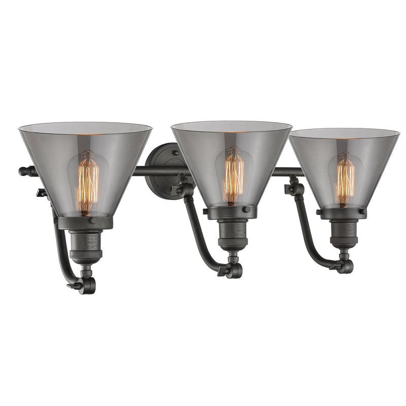 Innovations Lighting Large Cone 3 Light Bath Vanity Light Part Of The Franklin Restoration Collection 515-3W-OB-G43