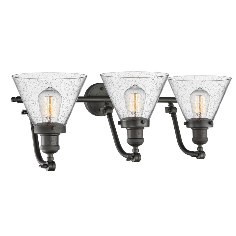 Innovations Lighting Large Cone 3 Light Bath Vanity Light Part Of The Franklin Restoration Collection 515-3W-OB-G44