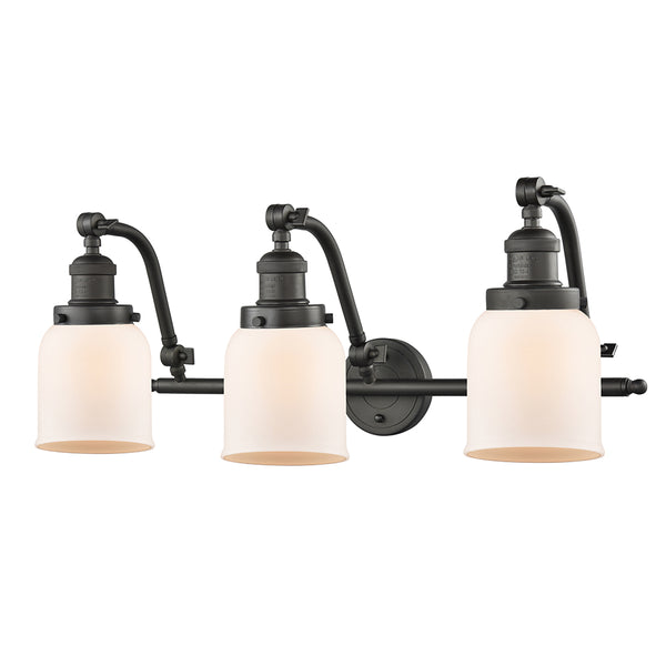Bell Bath Vanity Light shown in the Oil Rubbed Bronze finish with a Matte White shade