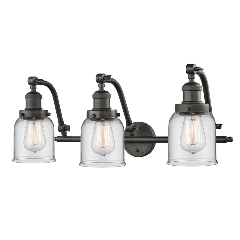 Bell Bath Vanity Light shown in the Oil Rubbed Bronze finish with a Clear shade