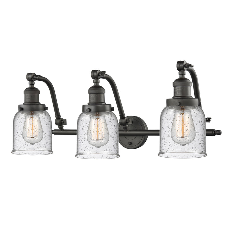 Bell Bath Vanity Light shown in the Oil Rubbed Bronze finish with a Seedy shade