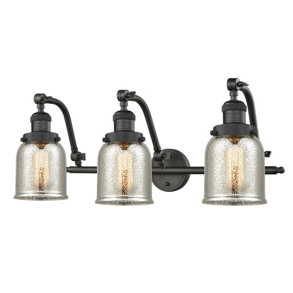 Bell Bath Vanity Light shown in the Oil Rubbed Bronze finish with a Silver Plated Mercury shade
