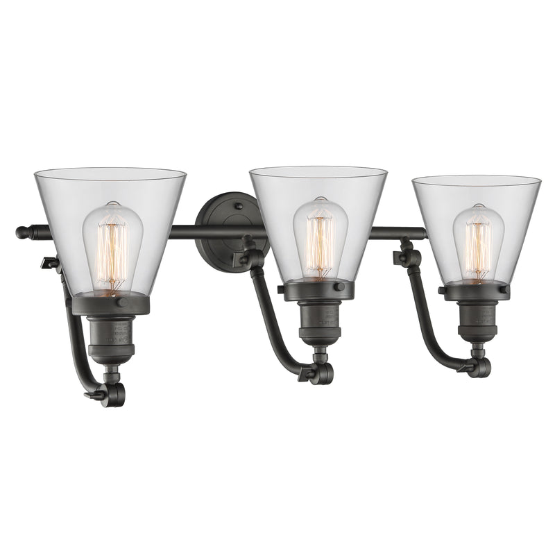 Innovations Lighting Small Cone 3 Light Bath Vanity Light Part Of The Franklin Restoration Collection 515-3W-OB-G62