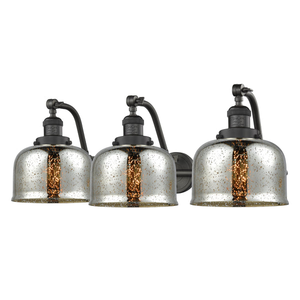 Bell Bath Vanity Light shown in the Oil Rubbed Bronze finish with a Silver Plated Mercury shade