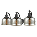 Bell Bath Vanity Light shown in the Oil Rubbed Bronze finish with a Silver Plated Mercury shade