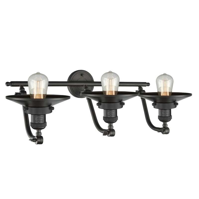 Innovations Lighting Railroad 3 Light Bath Vanity Light Part Of The Franklin Restoration Collection 515-3W-OB-M5