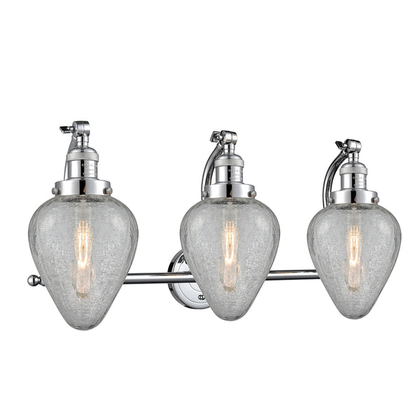 Geneseo Bath Vanity Light shown in the Polished Chrome finish with a Clear Crackled shade