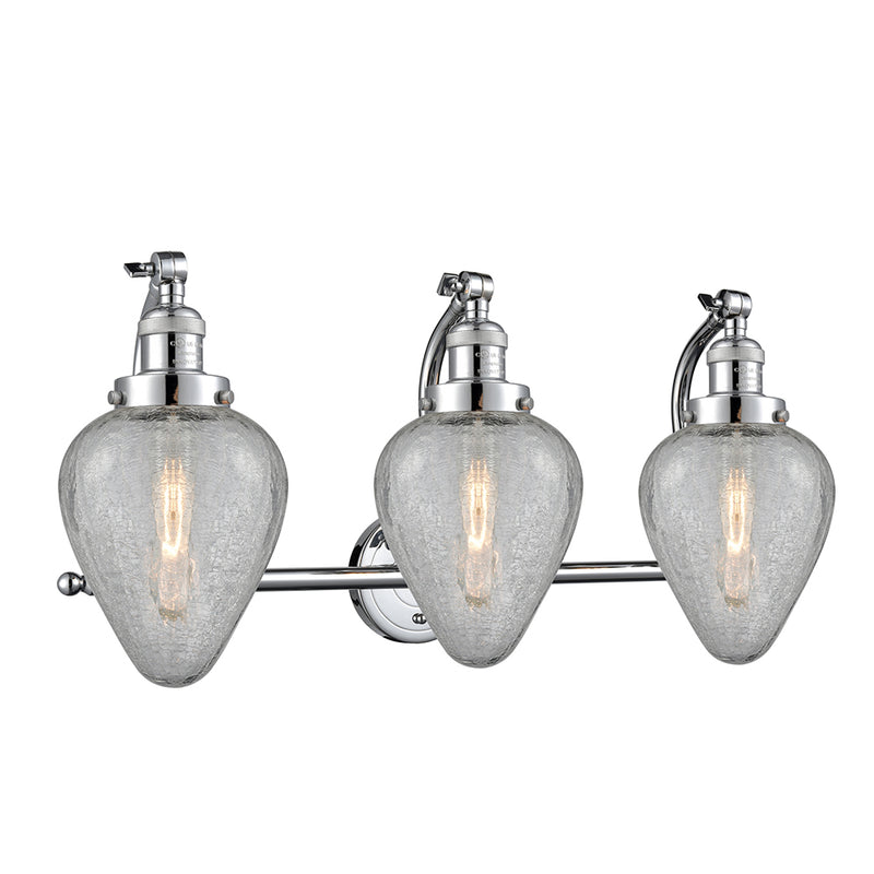 Geneseo Bath Vanity Light shown in the Polished Chrome finish with a Clear Crackled shade