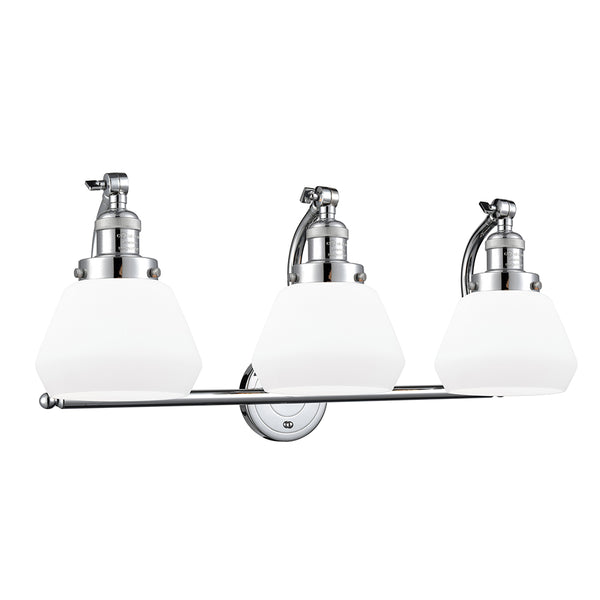 Fulton Bath Vanity Light shown in the Polished Chrome finish with a Matte White shade
