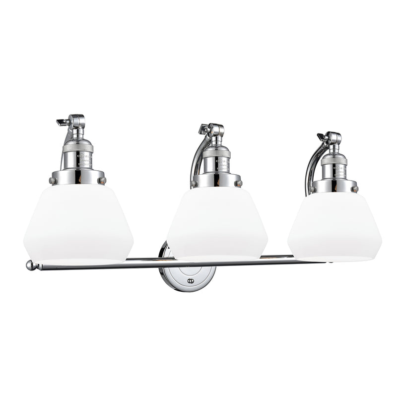 Fulton Bath Vanity Light shown in the Polished Chrome finish with a Matte White shade