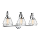 Fulton Bath Vanity Light shown in the Polished Chrome finish with a Clear shade