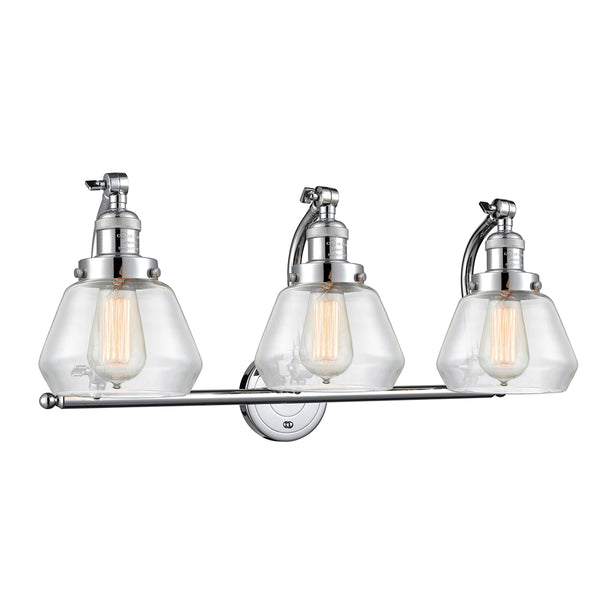 Fulton Bath Vanity Light shown in the Polished Chrome finish with a Clear shade