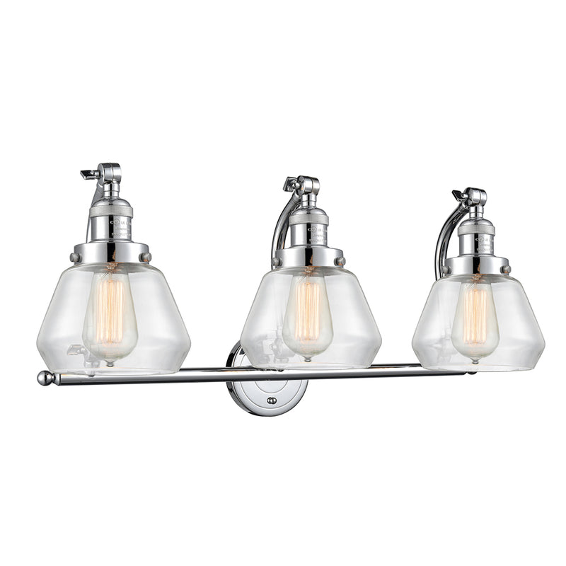 Fulton Bath Vanity Light shown in the Polished Chrome finish with a Clear shade