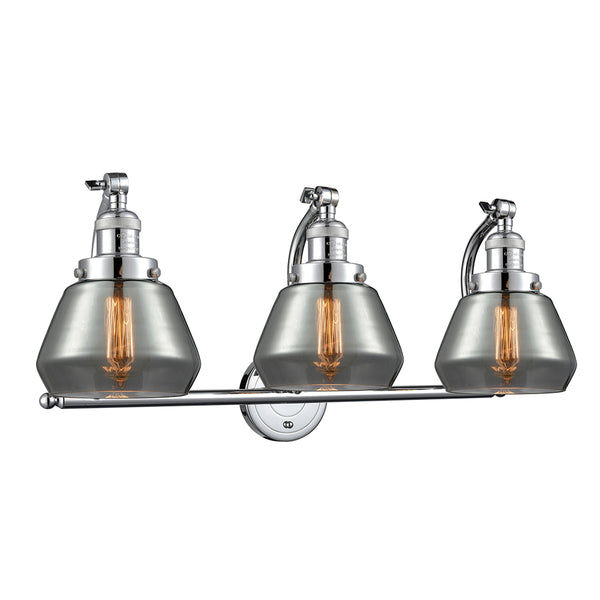 Fulton Bath Vanity Light shown in the Polished Chrome finish with a Plated Smoke shade