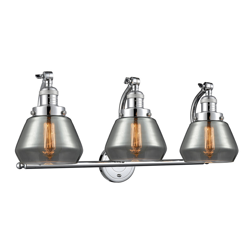 Fulton Bath Vanity Light shown in the Polished Chrome finish with a Plated Smoke shade