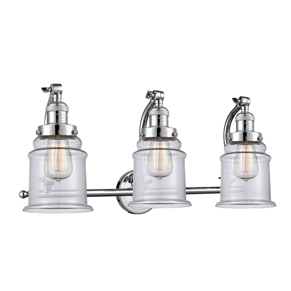 Canton Bath Vanity Light shown in the Polished Chrome finish with a Clear shade