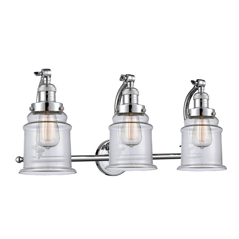 Canton Bath Vanity Light shown in the Polished Chrome finish with a Clear shade