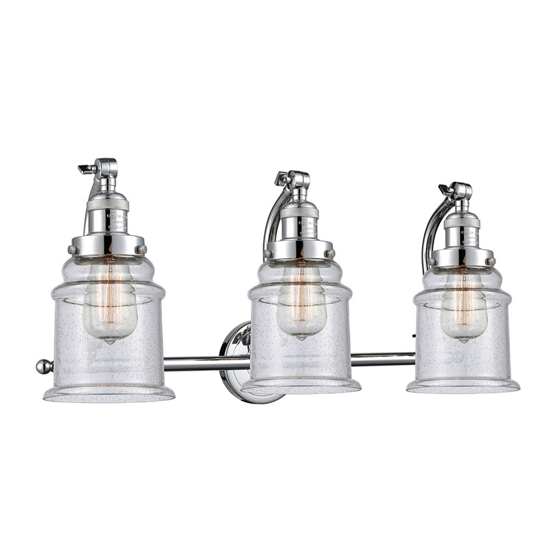 Canton Bath Vanity Light shown in the Polished Chrome finish with a Seedy shade