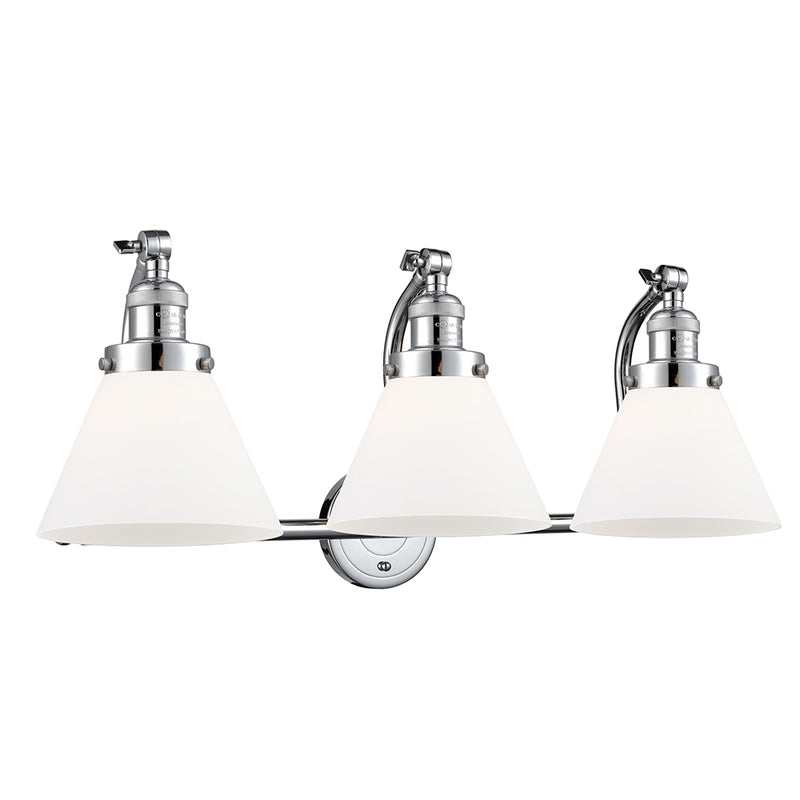 Cone Bath Vanity Light shown in the Polished Chrome finish with a Matte White shade