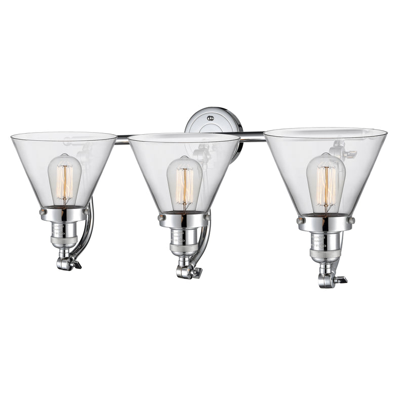Innovations Lighting Large Cone 3 Light Bath Vanity Light Part Of The Franklin Restoration Collection 515-3W-PC-G42-LED