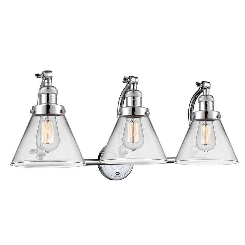 Cone Bath Vanity Light shown in the Polished Chrome finish with a Clear shade
