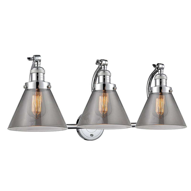 Cone Bath Vanity Light shown in the Polished Chrome finish with a Plated Smoke shade