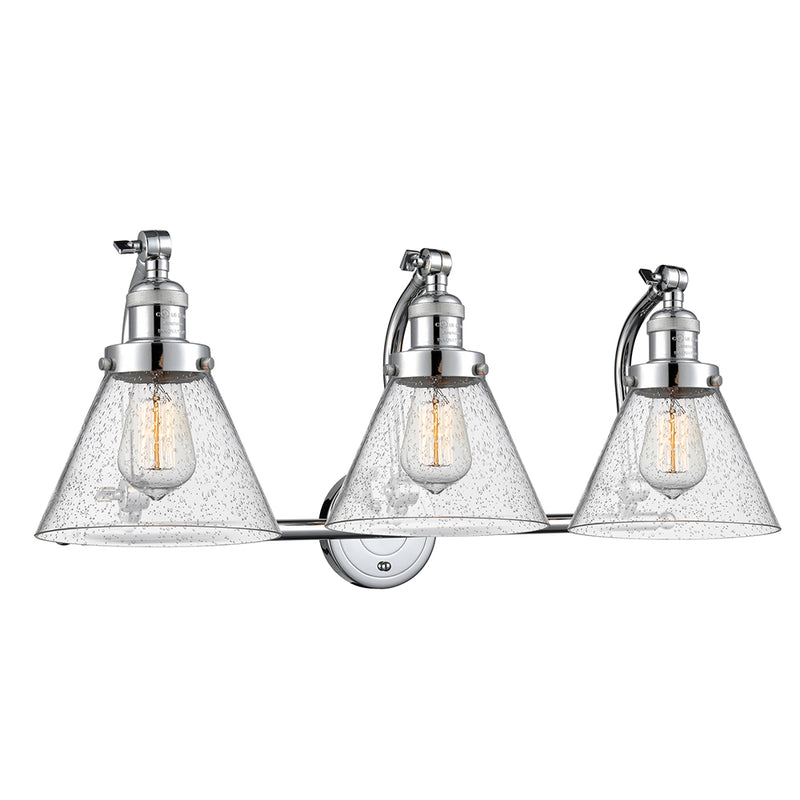 Cone Bath Vanity Light shown in the Polished Chrome finish with a Seedy shade