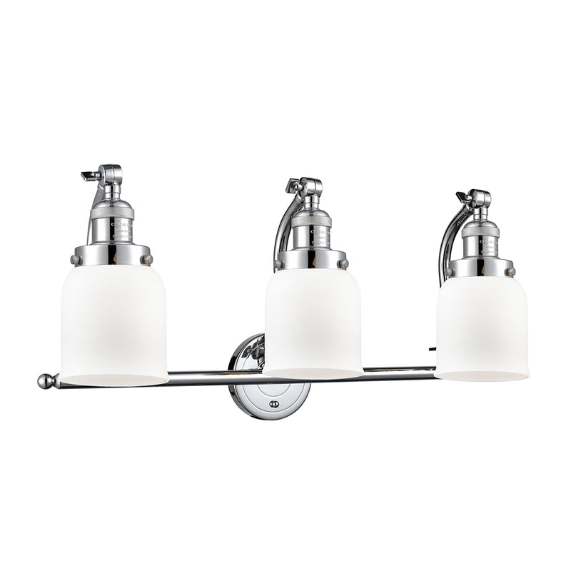 Bell Bath Vanity Light shown in the Polished Chrome finish with a Matte White shade
