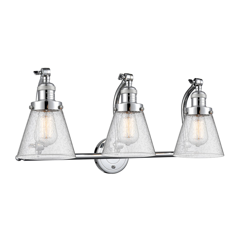 Cone Bath Vanity Light shown in the Polished Chrome finish with a Seedy shade