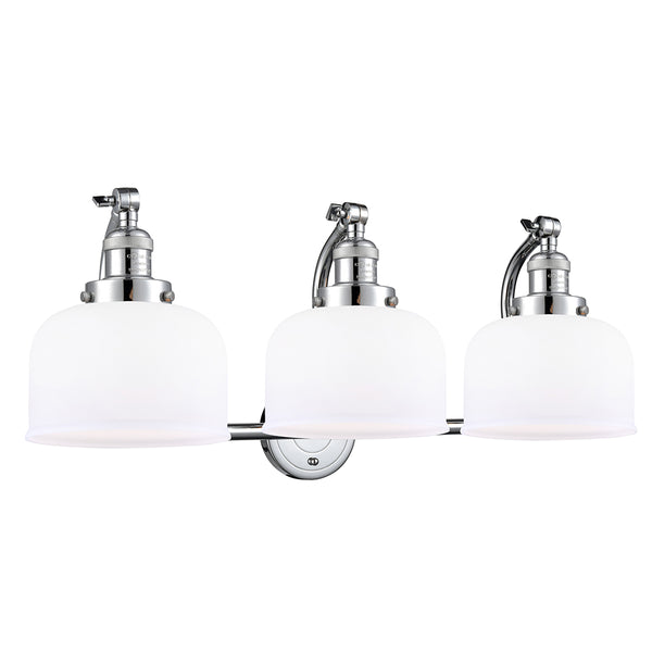 Bell Bath Vanity Light shown in the Polished Chrome finish with a Matte White shade