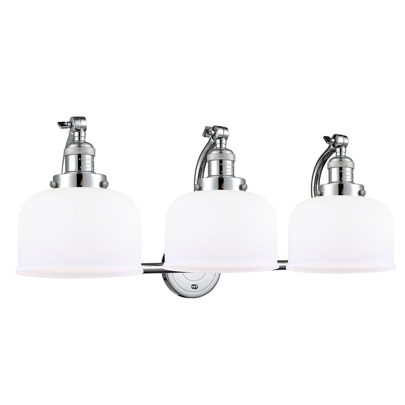 Bell Bath Vanity Light shown in the Polished Chrome finish with a Matte White shade