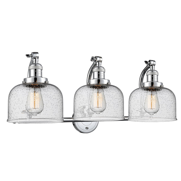 Bell Bath Vanity Light shown in the Polished Chrome finish with a Seedy shade