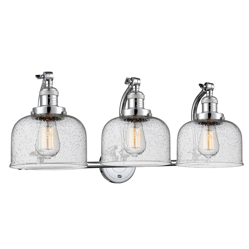 Bell Bath Vanity Light shown in the Polished Chrome finish with a Seedy shade