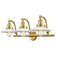 Halophane Bath Vanity Light shown in the Satin Gold finish with a Matte White Halophane shade