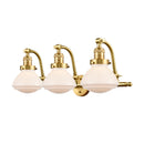 Olean Bath Vanity Light shown in the Satin Gold finish with a Matte White shade