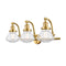 Olean Bath Vanity Light shown in the Satin Gold finish with a Clear shade