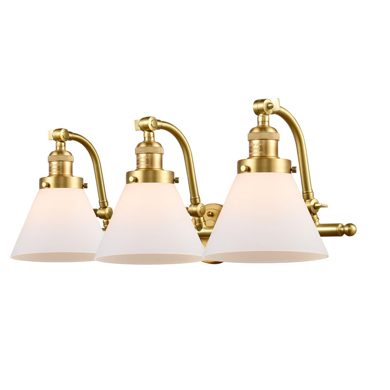 Cone Bath Vanity Light shown in the Satin Gold finish with a Matte White shade