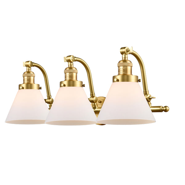 Cone Bath Vanity Light shown in the Satin Gold finish with a Matte White shade