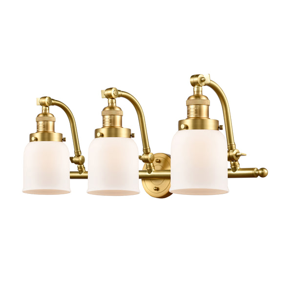 Bell Bath Vanity Light shown in the Satin Gold finish with a Matte White shade