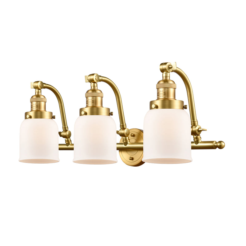 Bell Bath Vanity Light shown in the Satin Gold finish with a Matte White shade